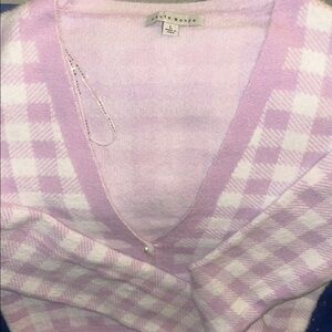 Fashion Nova Plaid V-Neck Sweater and Cami set in lavender and White